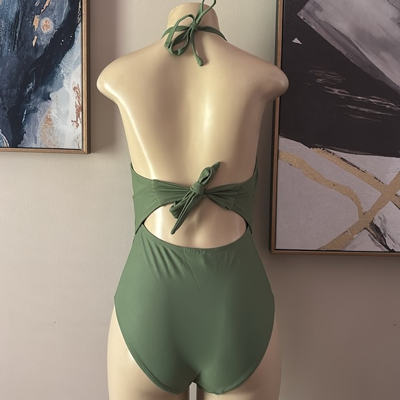 Green Halter One-Piece Swimsuit - Picture 7 of 7